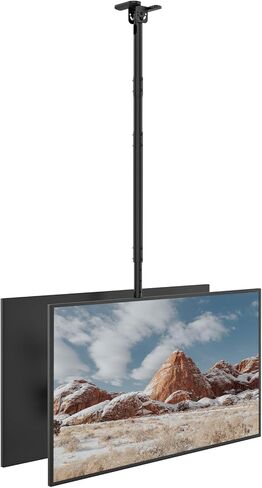 WALI Ceiling TV Mount Dual Screen Back to Back Fits Most Display 43 to 86 Inch TV, Up to 176lbs, 88 lbs for Each Screen, Height Extension up to 66.5 Inch, Mounting Holes 600x400mm (CM4386-2S), Black in Kuwait