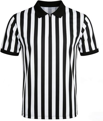 Men's Referee Shirt Women Official Football Basketball Zipper Ref Jersey for Halloween Costume Umpire Waitress Uniform in Saudi Arabia