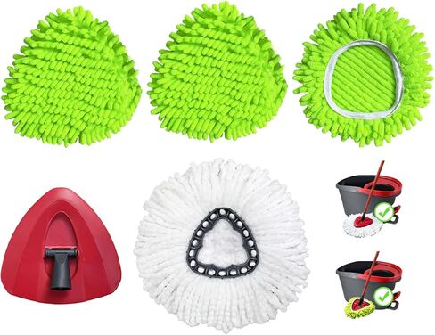5PCS Spin Mop Replacement Head Compatible with Ocedar EasyWring 1-Tank System,1 Microfiber+3 Chenille Spin Mop Refill Replace for O Cedar,Washable Mop Replace Head for Floor Deep Clean in Kuwait