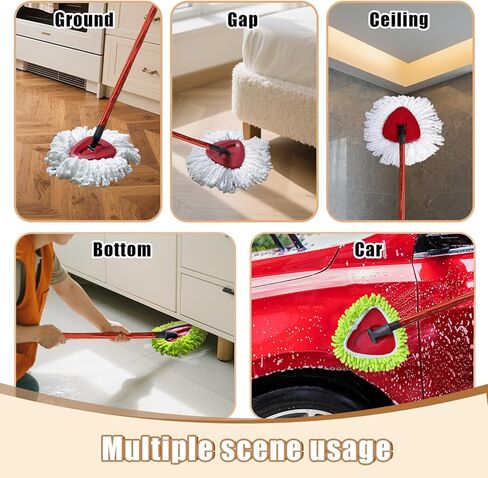 5PCS Spin Mop Replacement Head Compatible with Ocedar EasyWring 1-Tank System,1 Microfiber+3 Chenille Spin Mop Refill Replace for O Cedar,Washable Mop Replace Head for Floor Deep Clean in Kuwait