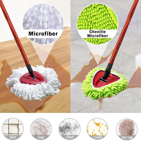 5PCS Spin Mop Replacement Head Compatible with Ocedar EasyWring 1-Tank System,1 Microfiber+3 Chenille Spin Mop Refill Replace for O Cedar,Washable Mop Replace Head for Floor Deep Clean in Kuwait
