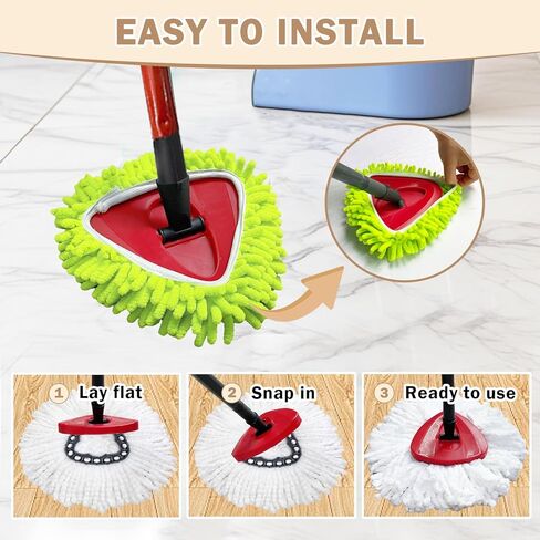 5PCS Spin Mop Replacement Head Compatible with Ocedar EasyWring 1-Tank System,1 Microfiber+3 Chenille Spin Mop Refill Replace for O Cedar,Washable Mop Replace Head for Floor Deep Clean in Kuwait