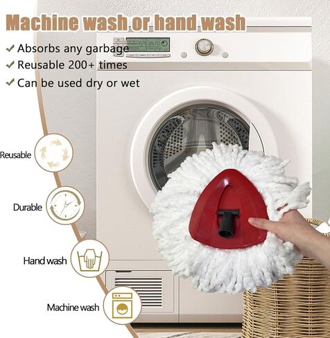 5PCS Spin Mop Replacement Head Compatible with Ocedar EasyWring 1-Tank System,1 Microfiber+3 Chenille Spin Mop Refill Replace for O Cedar,Washable Mop Replace Head for Floor Deep Clean in Kuwait