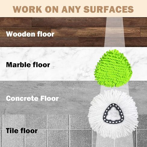5PCS Spin Mop Replacement Head Compatible with Ocedar EasyWring 1-Tank System,1 Microfiber+3 Chenille Spin Mop Refill Replace for O Cedar,Washable Mop Replace Head for Floor Deep Clean in Kuwait