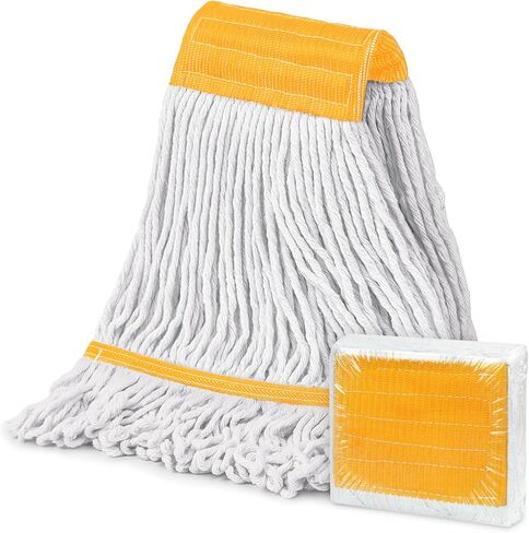 6 قطع من رأس الممسحة التجارية شديدة التحمل - إعادة تعبئة سلسلة من خليط القطن ذات نهاية دائرية للتحميل الجانبي والمماسح ذات النمط المشبك، والمطاعم، والتنظيف الصناعي والصناعي (أصفر) in Kuwait