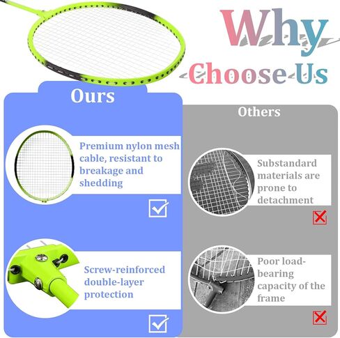 Beginner Friendly Badminton Racket Set,Badminton Sets for Backyards Badminton Racket Set with 4 Balls Lightweight Non-Slip Design for Adults Family Sports Training Indoor Outdoor Use in Kuwait