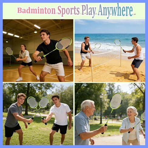 Beginner Friendly Badminton Racket Set,Badminton Sets for Backyards Badminton Racket Set with 4 Balls Lightweight Non-Slip Design for Adults Family Sports Training Indoor Outdoor Use in Kuwait