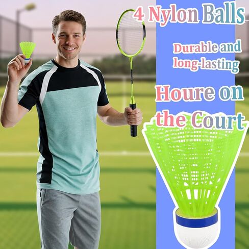 Beginner Friendly Badminton Racket Set,Badminton Sets for Backyards Badminton Racket Set with 4 Balls Lightweight Non-Slip Design for Adults Family Sports Training Indoor Outdoor Use in Kuwait