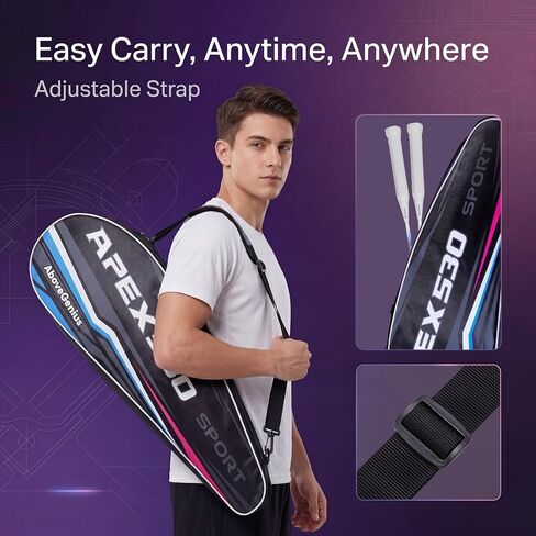 مجموعة مضارب كرة الريشة من ألياف الكربون، مجموعة مضارب كرة الريشة الاحترافية (5UG4) - مثبتة مسبقًا، تتضمن مضاربين خفيفي الوزن مع حقيبة حمل لألعاب الفناء الخلفي للعائلة والبالغين والمبتدئين in Kuwait