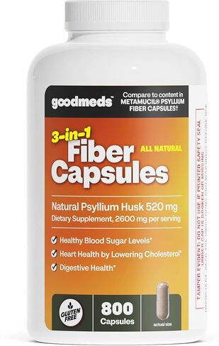 Psyllium Husk Fiber 520mg Capsules Supplement Soluble Dietary Colon Support for Women and Men, Restore Digestive Regularity and Balance (800 Count) in Kuwait