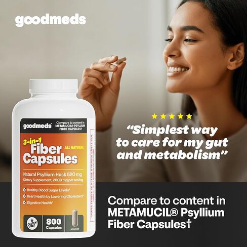 Psyllium Husk Fiber 520mg Capsules Supplement Soluble Dietary Colon Support for Women and Men, Restore Digestive Regularity and Balance (800 Count) in Kuwait