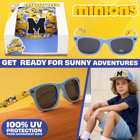 Marvel Spider-Man | Minions Kids Baseball Cap, Sunglasses Set UV Protection, Adjustable Sun Hat Gifts for Boys 4–12 in Saudi Arabia
