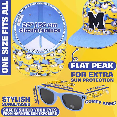 Marvel Spider-Man | Minions Kids Baseball Cap, Sunglasses Set UV Protection, Adjustable Sun Hat Gifts for Boys 4–12 in Saudi Arabia