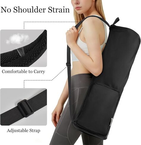 Yoga Mat Bag with Comfort Shoulder Strap and Side Pocket, Waterproof Yoga Mat Carrier Holder for Women and Men, Large Opening Pilates Bag for Workouts, Gym, Exercise in Saudi Arabia