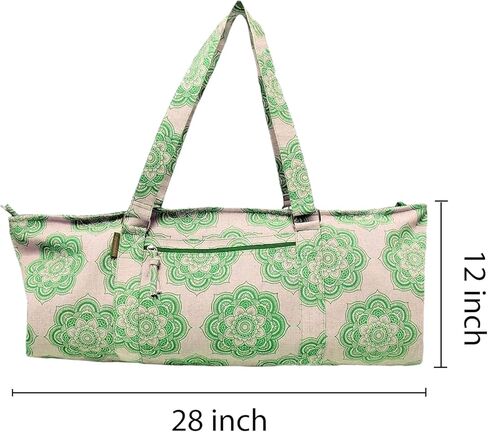 حقيبة أدوات اليوغا للرجال والنساء من نسيج القطن والجوت مع حقيبة حمل بطباعة ماندالا وجيب كبير (29x8x12) in Kuwait