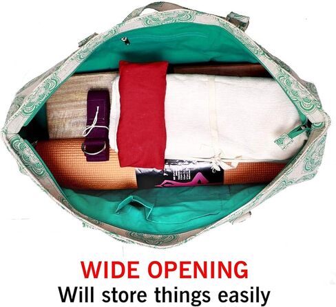 حقيبة أدوات اليوغا للرجال والنساء من نسيج القطن والجوت مع حقيبة حمل بطباعة ماندالا وجيب كبير (29x8x12) in Kuwait