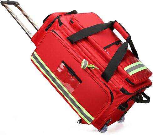 Rolling Medical Bag with Wheels, Large Capacity Medical Trolley Bag Empty, W/Reflective Strips & a Pull Handle, Multi-Pocket Design, for Home Health Nurses, Doctors in Saudi Arabia