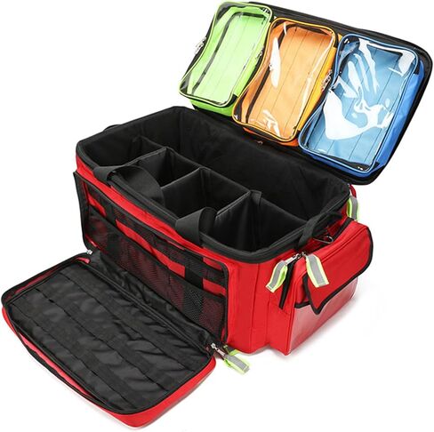 Rolling Medical Bag with Wheels, Large Capacity Medical Trolley Bag Empty, W/Reflective Strips & a Pull Handle, Multi-Pocket Design, for Home Health Nurses, Doctors in Saudi Arabia
