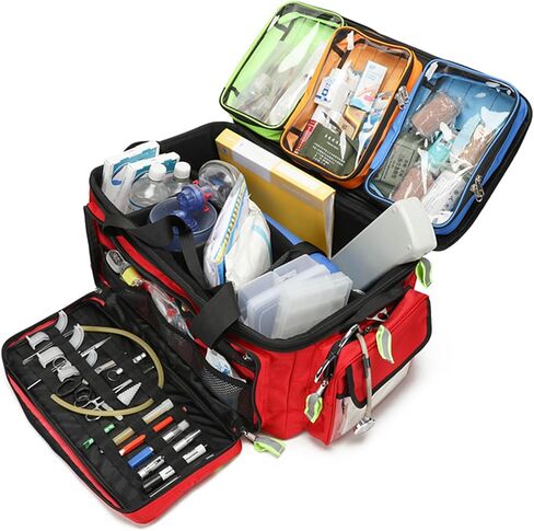 Rolling Medical Bag with Wheels, Large Capacity Medical Trolley Bag Empty, W/Reflective Strips & a Pull Handle, Multi-Pocket Design, for Home Health Nurses, Doctors in Saudi Arabia