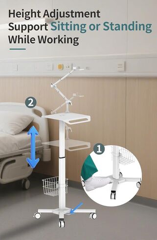 Mount Plus MB-X5 Height-Adjustable Mobile Medical Trolley for ECG Devices with Cable Arm and Storage Basket in Saudi Arabia