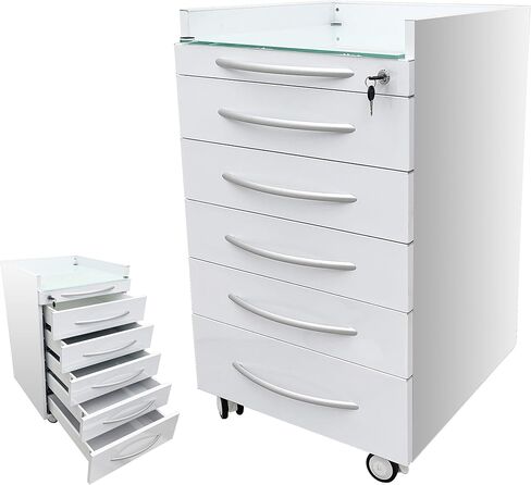 Vertical Mobile Dental Cart with Lock 5-Drawer Stainless Steel Medical Storage Cabinet on Rolling Wheels with Brakes Portable Utility Cart for Dental Assistant Hospital Clinic Office Home Use in Kuwait