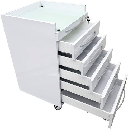 Vertical Mobile Dental Cart with Lock 5-Drawer Stainless Steel Medical Storage Cabinet on Rolling Wheels with Brakes Portable Utility Cart for Dental Assistant Hospital Clinic Office Home Use in Kuwait