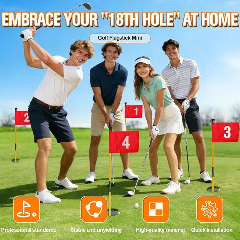 Golf Flagstick with Hole Cup Set, 3 Feet Portable Putting Green Flags and Poles, 420D Nylon Golf Flags&Fiberglass Flagpole&ABS Hole Cup for Yard Driving Range Backyard, Gifts Idea, 4PCS in Kuwait