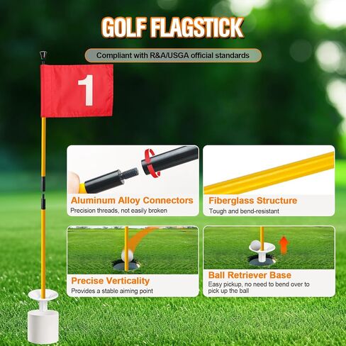 Golf Flagstick with Hole Cup Set, 3 Feet Portable Putting Green Flags and Poles, 420D Nylon Golf Flags&Fiberglass Flagpole&ABS Hole Cup for Yard Driving Range Backyard, Gifts Idea, 4PCS in Kuwait