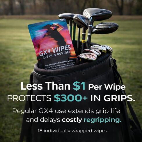 GX4 Golf Grip Wipes – Restore Tackiness Instantly – Golf Grip Cleaning Wipes for Sticky Performance – Remove Sweat, Dirt & Oils – Portable Pack for Every Round in Saudi Arabia