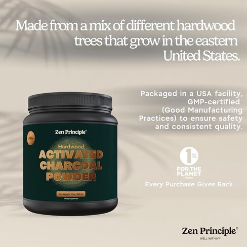 مسحوق الفحم المنشط Zen Principle فقط من أشجار الخشب الصلب في الولايات المتحدة الأمريكية. كل شيء طبيعي. يبيض الأسنان، ويجدد البشرة والشعر، ويدعم الهضم بشكل أفضل. مغرفة مجانية متضمنة. 12 أونصة. in Kuwait