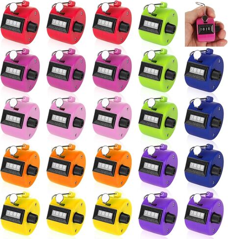 24 Pack Clicker Counter, Hand Tally Counter Clicker, 4 Digit Mechanical Palm Pitch Counter Clicker for Counting Numbers Golf Sports Events Office Stadium in Kuwait