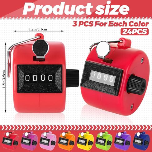 24 Pack Clicker Counter, Hand Tally Counter Clicker, 4 Digit Mechanical Palm Pitch Counter Clicker for Counting Numbers Golf Sports Events Office Stadium in Kuwait