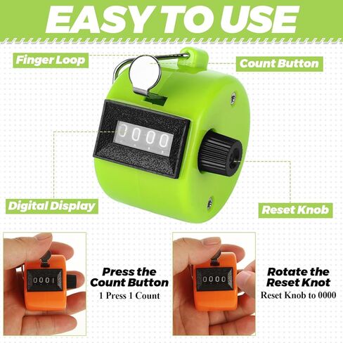 24 Pack Clicker Counter, Hand Tally Counter Clicker, 4 Digit Mechanical Palm Pitch Counter Clicker for Counting Numbers Golf Sports Events Office Stadium in Kuwait