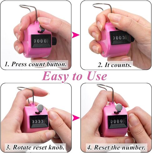 Tebery 16 Pcs Hand Clicker Counter, 4 Digit Manual Mechanical Tally Counters with Finger Ring, Handheld Assorted Color Pitch Clicker Counter for Sports Stadium Coaching, 8 Color in Kuwait