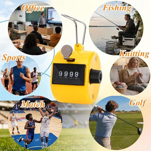 Tebery 16 Pcs Hand Clicker Counter, 4 Digit Manual Mechanical Tally Counters with Finger Ring, Handheld Assorted Color Pitch Clicker Counter for Sports Stadium Coaching, 8 Color in Kuwait