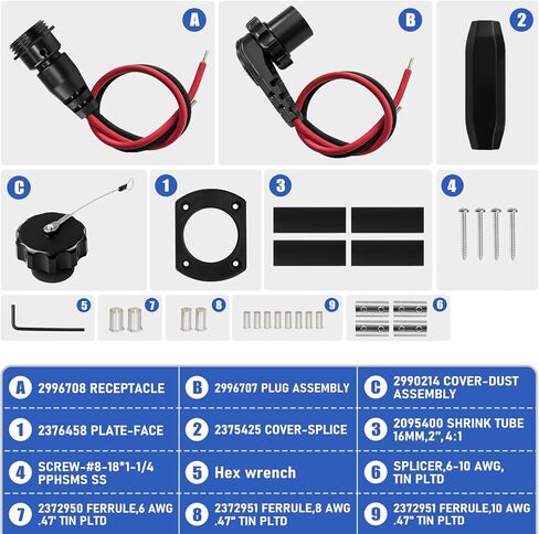 1865120 MKR-28 Trolling Motor Plug, Male Female Trolling Motor Socket Connector for Minn Kota Freshwater and Saltwater Marine Battery Boat Accessory 12V 24V 36V 48V Waterproof in Saudi Arabia