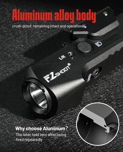 EZshoot 1800 Lumens Rifle Laser Light Combo, Rechargeable Rifle Flashlight Compatible with Picatinny and M-Rail, Tactical Flashlight Green Laser Beam with Strobe for Home Denfence, Hunting in Kuwait