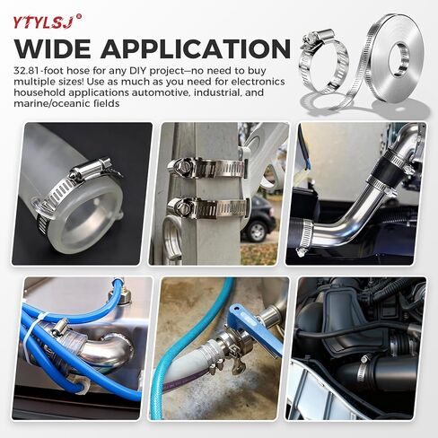 Hose Clamps Stainless Steel DIY Kit, 32.81FT Custom Metal Strap with 20 Stronger Fasteners, 8.5" Tin Snips, Worm Gear Clamp for Plumbing Auto Fuel Line in Saudi Arabia