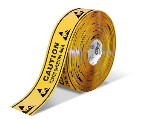 شريط علامات أرضية مكرر من Mighty Line للسلامة، والمخاطر، والتحذير، وشديد التحمل، والتقشير واللصق، ولاصق، وجودة صناعية، بعرض 3 بوصات، لفة طويلة 100 قدم، أصفر، تحذير للمنطقة الحساسة الثابتة in Kuwait