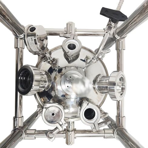 10L Lab Jacketed Reactor 110V Double-Layer Stainless Steel Reaction Kettle, 316 SS Interior, 0-600 RPM, -80°C~200°C, with Digital Display, for Chemical Distillation, Mixing, Research in Kuwait