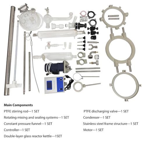 20L Jacketed Glass Reactor, Double-Layer Lab Reactor with Digital Display & 50-500 RPM Speed Control, 110V High Borosilicate Glass Vessel for Chemical Reaction, Distillation & Synthesis in Kuwait