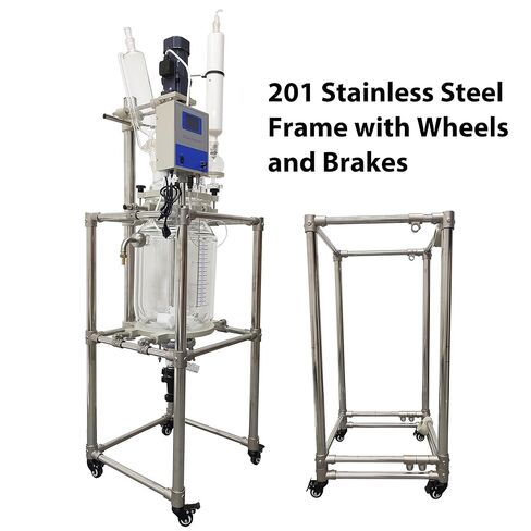 20L Jacketed Glass Reactor, Double-Layer Lab Reactor with Digital Display & 50-500 RPM Speed Control, 110V High Borosilicate Glass Vessel for Chemical Reaction, Distillation & Synthesis in Kuwait