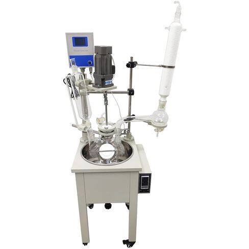 10L Single Layer Glass Reactor, 110V Lab Jacketed Glass Reactor & Chemical Reaction Vessel with Heating, Stirring, Digital Display Function, for Distillation, Mixing in Chemistry Labs in Kuwait