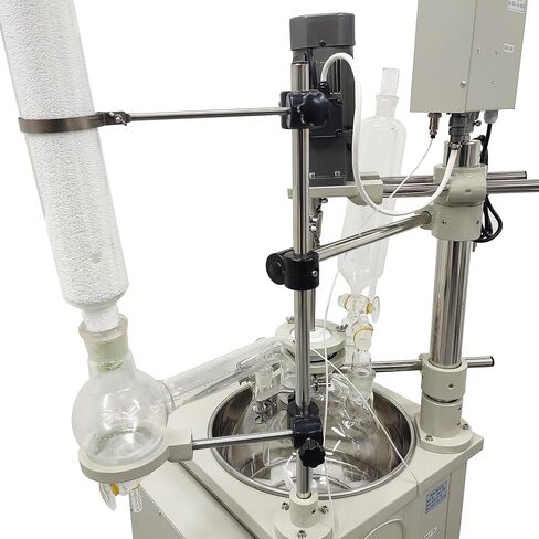 10L Single Layer Glass Reactor, 110V Lab Jacketed Glass Reactor & Chemical Reaction Vessel with Heating, Stirring, Digital Display Function, for Distillation, Mixing in Chemistry Labs in Kuwait