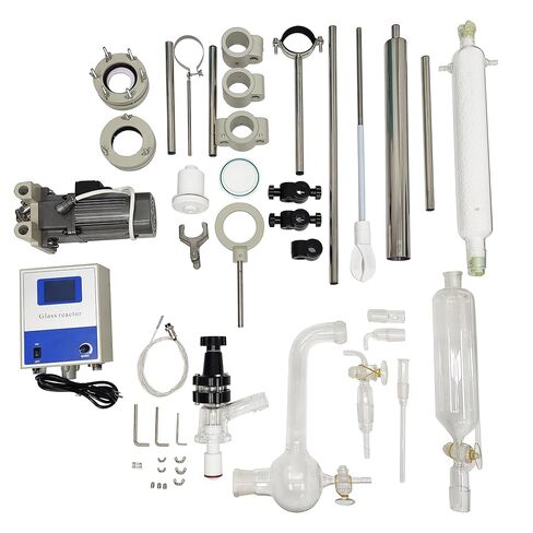 10L Single Layer Glass Reactor, 110V Lab Jacketed Glass Reactor & Chemical Reaction Vessel with Heating, Stirring, Digital Display Function, for Distillation, Mixing in Chemistry Labs in Kuwait