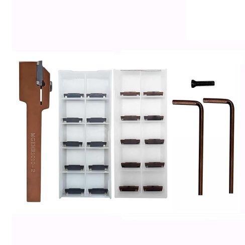 MGEHR1010-2 3/8" Shank Lathe Grooving & Part-Off Tool Holder with 20pcs MGMN200-G Purple Coated Carbide Inserts (2mm Width), Wrench & Screws for Steel and Stainless Steel in Kuwait