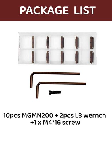 MGEHR1010-2 3/8" Shank Lathe Grooving & Part-Off Tool Holder with 20pcs MGMN200-G Purple Coated Carbide Inserts (2mm Width), Wrench & Screws for Steel and Stainless Steel in Kuwait