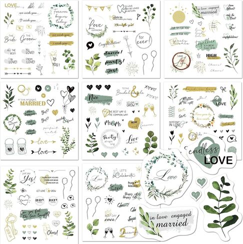 Wedding Stickers | 8 Sheets Scrapbook Stickers | 200+ Bride Sticker | Decor for Wedding Guest Book, Planner Book and Organizer in Kuwait