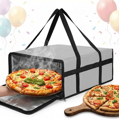 حقيبة توصيل البيتزا المعزولة مقاس 20 × 20 × 8 بوصة - تحتفظ بالحرارة السميكة للغاية لسائقي سيارات الركوب، وتقديم الطعام والاستخدام المنزلي، سخان طعام قابل للطي ومضاد للتسرب in Kuwait