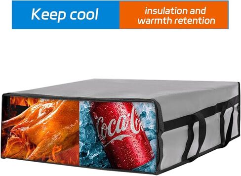 حقيبة توصيل البيتزا المعزولة مقاس 20 × 20 × 8 بوصة - تحتفظ بالحرارة السميكة للغاية لسائقي سيارات الركوب، وتقديم الطعام والاستخدام المنزلي، سخان طعام قابل للطي ومضاد للتسرب in Kuwait